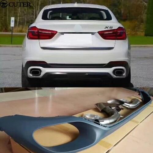 F16 X6 Stainless Steel muffler Exhausr Pipe Car tail throat + rear diffuser for BMW F16 X6 2016