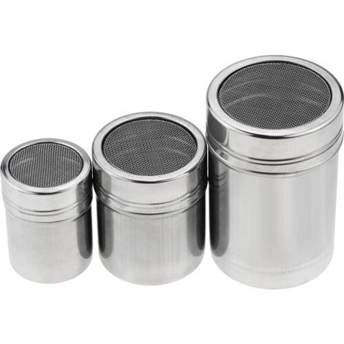 HOT Stainless Steel Chocolate Shaker Cocoa Flour Icing Sugar Powder Coffee Sifter Lid Shaker Cooking Tools Coffee Accessories