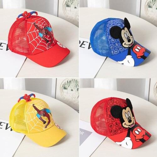 Spiderman Anime Disney Marvel Superheroes Kids Hat Boys Girls Peaked Caps Mickey Mouse Travel Caps Baby Children Caps Adjustable