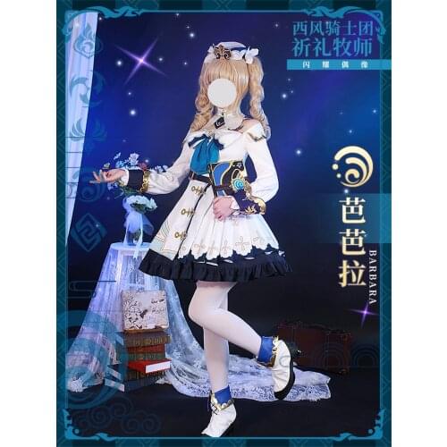 Hot Game Genshin Impact Barbara Cosplay Costume Pastor High Quality White Unifrom Female Activity Party Role Play Clothing S-L