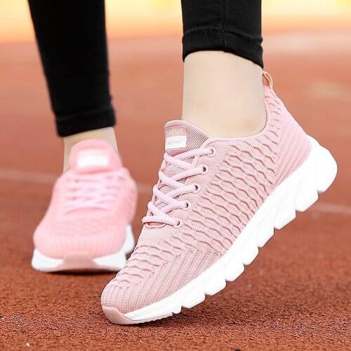 Fashion Womens Sneakers 2021 Breathable Women Shoes Summer Walking Mesh Light Casual Sneaker Lace-Up Platform Female Footwear