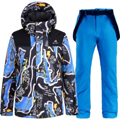 Ski Suit Mens Snowboarding Jacket + Ski Pants Winter Outdoor Thermal Ski Jacket and Ski Trousers Waterproof Windproof Snow Coat