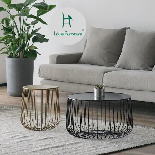 Louis fashion Living Room Furniture Coffee Tables Nordic Tea Metal Industry Style Small Household Designer Pumpkin Tea Table