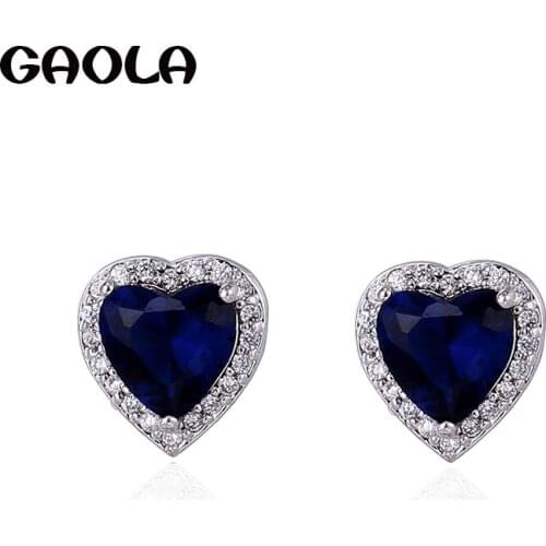 GAOLA Cute Mini Crystal Love Heart Stud Earrings Simple Small Earring women girl Party Brithday Gift GLE4335