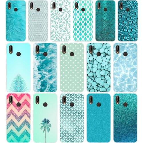 208H Fashion Aqua Silver Green Mint Soft Silicone Tpu Cover Case for huawei p 20 lite pro y6 2017 mate 10 lite