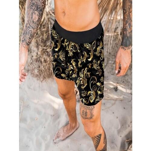 Men Shorts 2021 Summer Mens Leisure Jogging Outdoor Beach Printing Shorts Muscle Fitness Sports Quick-Drying Shorts