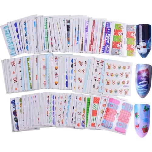 140 sheets Nail Sticker Christmas Sets Nail Art Transfer Decals Snowflake Snowman DIY Charming Water Wraps Nail Decoration TR157