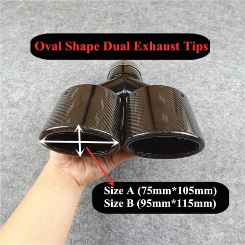Oval Shape Glossy Black Carbon exhaust Tips muffler nozzles For Akrapovic Carbon Stainless Steel Exhaust system Tail pipes