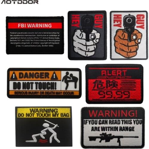 DANGER DO NOT TOUCH PVC Rubber Patches Clothing Accessory Travel Backpack Applique Warning Sign military Velcros Patch