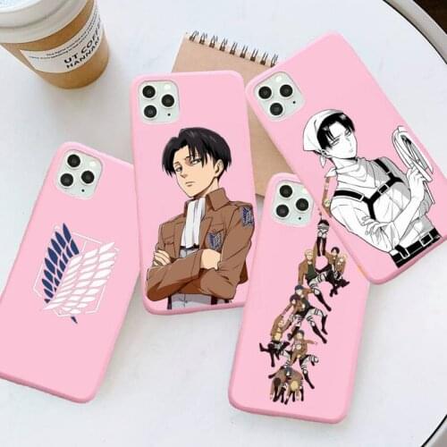 Attack On Titan amime Phone Case Pink Candy Color for iPhone 6 7 8 11 12 s mini pro X XS XR MAX Plus