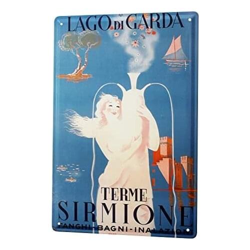 Tin Sign Decor Plaques 30 x 40 cm Holiday Travel Agency Lake Garda Italy