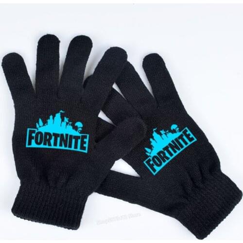 Fortnite Gloves for Fortress Night Knitted Warm Winter Full Finger Gloves Men Women Black Gloves Christmas Birthday Mittens Gift