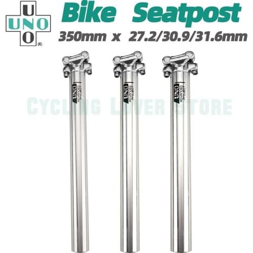 UNO Bicycle Seatpost 27.2/30.9/31.6mm Road Mountain Bike Seat Post 350mm Silver Cycling Dual Pin Saddle Tube Biking Parts