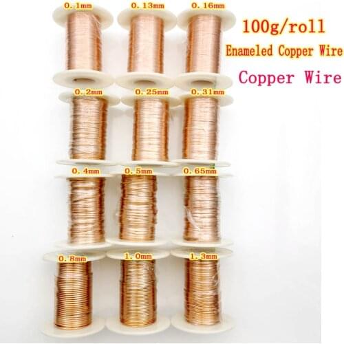 100g/roll Polyurethane Enameled Copper Wire Varnished Diameter 0.1mm-1.3mm QA-1/155 2UEW For Transformer Wire Jumper