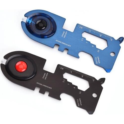 Portable Multi Function Outdoor Survival Tool Led Light Self Defense Glass Breaker Portable Wrench Bottle Opener Screwdriver