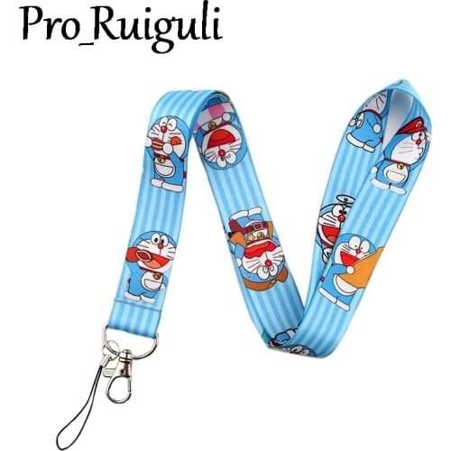 30pcs Doraemon anime Neck Strap Lanyards badge card holder keychain Mobile Phone Strap Gift Ribbon webbing necklace cartoon kid