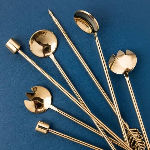 Luxury Stainless Steel Coffee Spoon Stirring Stick Teaspoon Fruit Salad Fork Cute Dessert Tableware Kitchen Bar Office Supplies