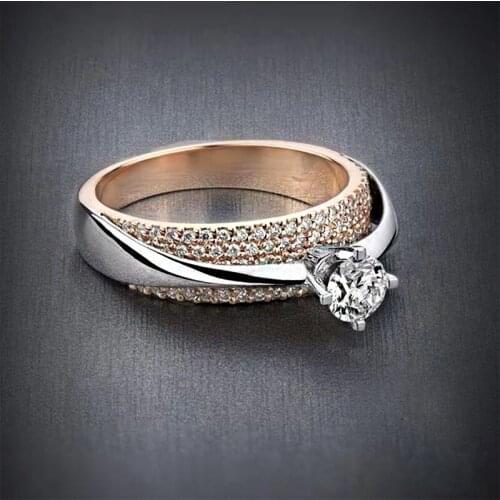 Luxury Female Color-Separation Big Crystal Zircon Rings Finger Rings For Women Valentines Day Gift Jewelry Fashion Couple Rings