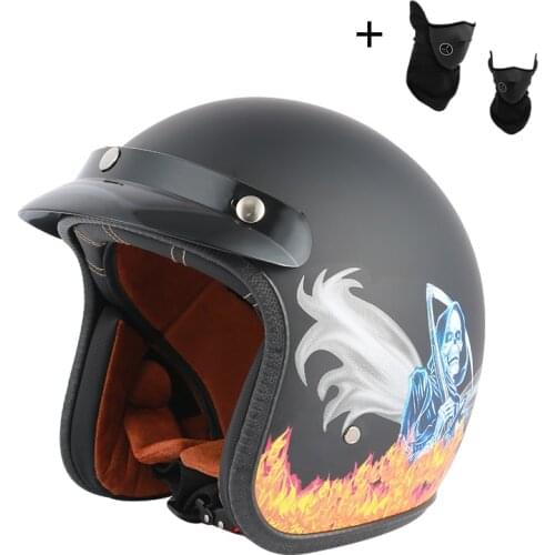 Men Women Summer Vintage Motorcycle Half Open Face Helmets Electric Bicycle Scooter Motorbike Moto Bike Helmet Cafe Racer Cascos