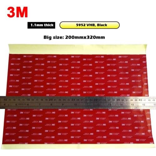 BIG Sheet VHB sticker 20cmx32cm (around 8"x12.5") 3M VHB 5952 Double Sided Adhesive Acrylic Foam Tape Black for Auto Panel Parts