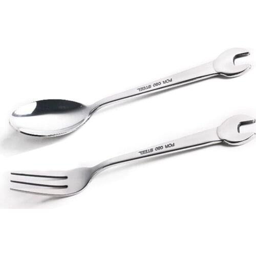 304 Stainless Steel Dinner Spoon Coffee Cutlery Set Creative Wrench Shape Tea Fork Tableware Family Camping Kitchen Accessories