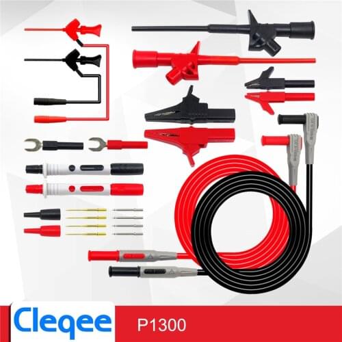 HOT Cleqee P1300D P1300E P1300F Replaceable Multimeter Probe Test Hook&Test Lead kits 4mm Banana Plug Alligator Clip Test stick