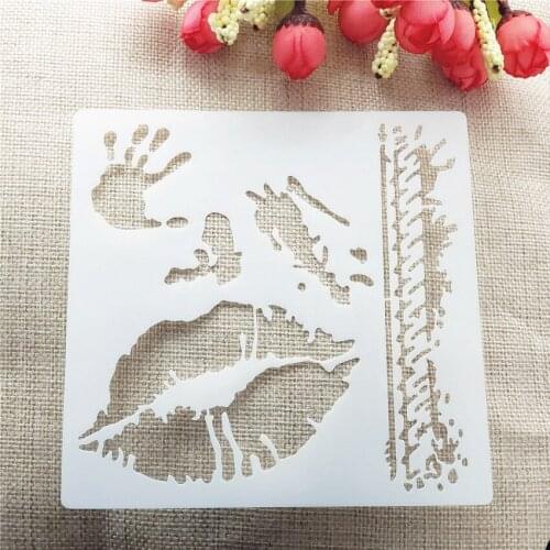 13*14CM Red Lips Shield DIY Cake Scrapbook Stencils Hollow Embellishments Printing Lace Ruler Valentines Day
