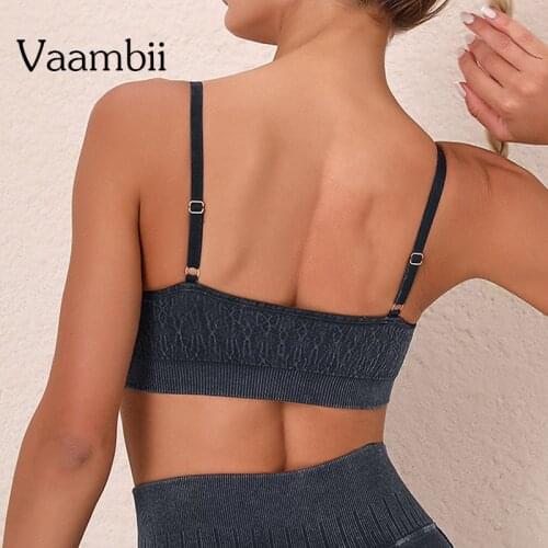 High Impact Open Back Sports Bra Without Bones Woman Black Seamless Gym Yoga Tank Top With Cups Straps Training Wear Ladies