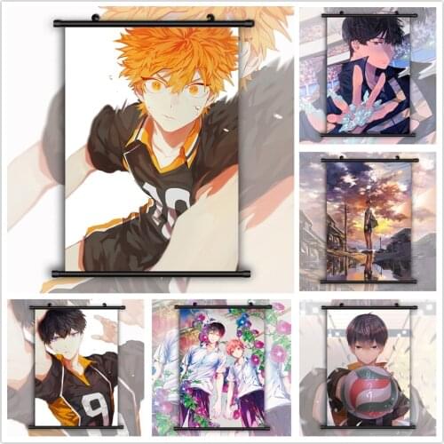 WTQ Haikyuu!! Kageyama Tobio X Hinata Shouyou Retro Poster Canvas Art Anime Posters Wall Decor Poster Wall Art Picture Home Deco