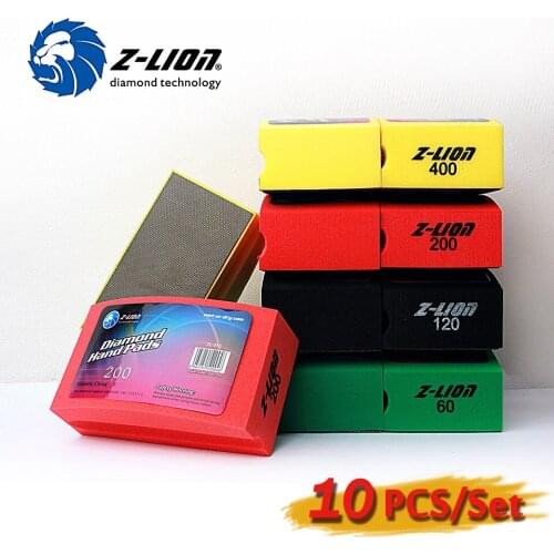 Z-LION 10pcs/Lot Electroplated Diamond Hand Pads Diamond 100*55mm Arc Shape Back Sanding Pads Hand Polishing Pad