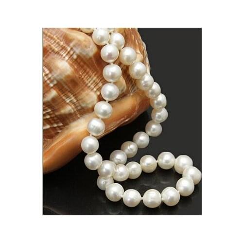 Attractive 10-11mm white natural freshwater cultured pearl necklace Factory Wholesale price Women Giftword 925 silver Jewelry