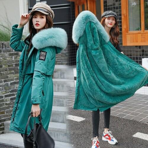 Winter Parkas New Womens Coats Hooded Fur Collar Slim Long Thick Warm Winter Cotton Coats