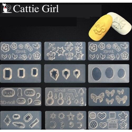 1pc Banana rose pineapple 3D Acrylic Mold Nail Art Decorations DIY Design Silicone Nail Art manicure Nails Art Cattie Girl