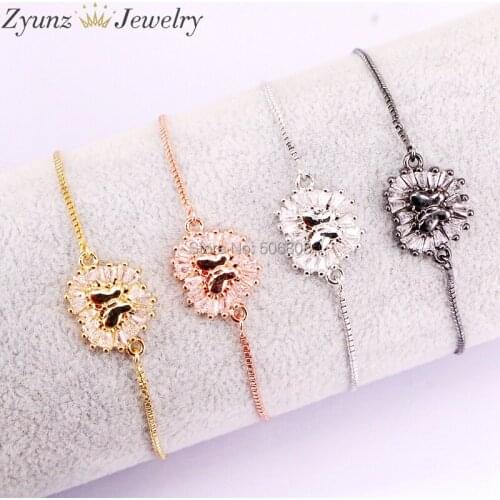 10PCS ZYZ327-1249 Butterfly connector micro paved, Cubic Zirconia CZ space connector Chain Link Bracelets