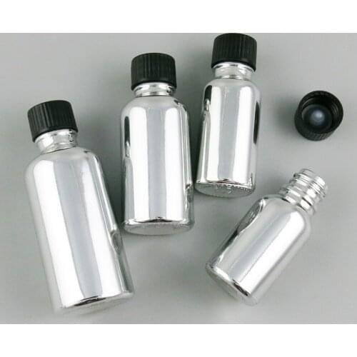 10 x 5ml 10ml 15ml 20ml 30ml 50ml 100ml Essential Oil Sliver Glass Bottle With Cap For Liquid Reagent Pipette Refillable Bottle