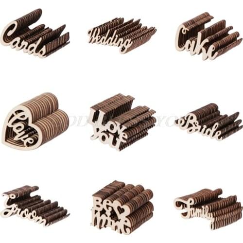 15Pcs Wooden Happy Bithday Table Confetti Scatter Vintage Rustic Wedding Party Decor Craft Scrapbook Decorations Drop Shipping