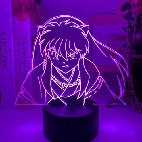3D Manga Inuyasha Figure Led NightLight Lamp for Kids Bedroom Decoration Nightlight Color Changing Usb Table Lamp Gift for Child