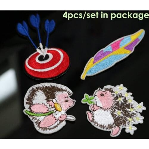 4pcs/set carton feather animals patches for clothing Small embroidery ironing applique parches sticker for bags backpack jeans