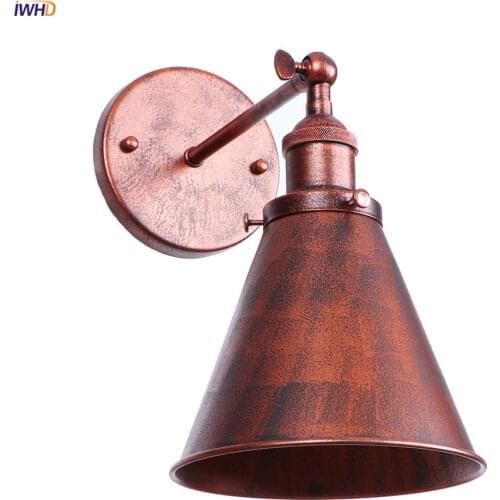 IWHD Rust Antique Vintage Wall Lamp Bedroom Stair Porch Loft Decor Retro Industrial Wall Light Sconce Wandlamp LED Applique