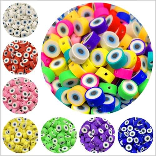 30pcs/Lot 10mm Eye Beads Oval Shape Clay Spacer Beads Polymer Clay Beads For Jewelry Making DIY Handmade Accessories