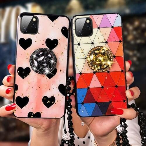 With Lanyard Bracket Case For iphone 11 11Pro 11ProMax X XS XR XSMAX 6 6S 7 8 Plus SE2020 Sequins Cover For iPhone 12 Case