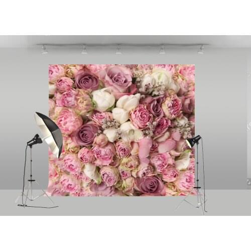 BEIPOTO Pink rose flower backdrop wedding large background bridal baby shower newborn props birthday party banner dessert table