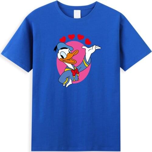Disney T Shirts Summer New Short Sleeve Male Tops Donald Duck Graphic T-shirts Men Loose O-Neck Tshirt Anime Manga Print Clothes