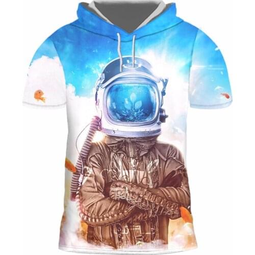 IFPD EU Size 3D Hooded T-shirt Boys Girls Galaxy Space Astronaut Planet Balloon 3D Printing T Shirt Party Plus Size Funny Shirts