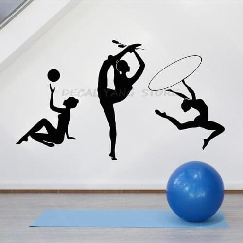Gymnast Silhouette Wall Decal Athletic Girls Sports Club Artistic Gymnastics Room Interior Decor Vinyl Window Sticker Mural 1452