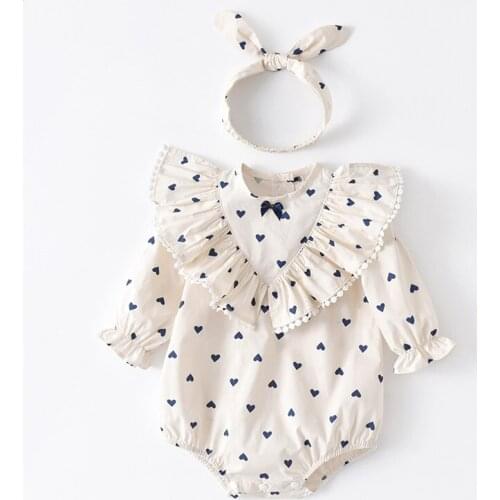 Cotton Newborn Baby Rompers Ruffle Princess Romper Baby Girl Fashion Polka Dot Jumpsuit Autumn Baby Girls Clothes Outfits