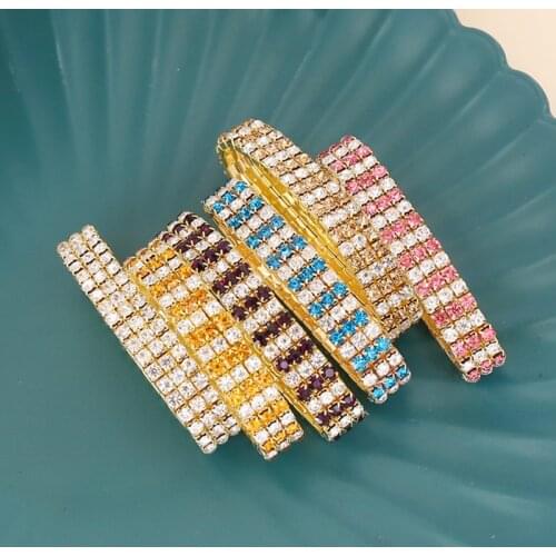 Full Rhinestone Inlaid Bracelet Three Layers High Stretchy Multi Color Bracelet Fashion Jewelry Gift for Women LL@17