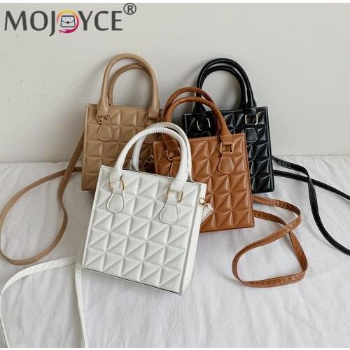 Fashion Women Bag Casual Lattice Pattern Shoulder PU Top-handle Crossbody Women PU Leather Luxurious Messenger Bag