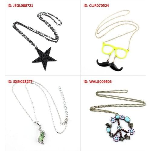 Fashion Jewelry Necklace Pendent Black Five Pointed Star Yellow Glasses Beard Moustache Whiskers Pale Green Horse Eye Sh