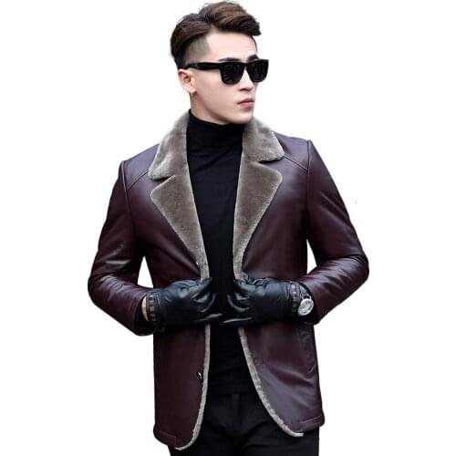 Genuine Leather Jacket Winter Jacket Men Real Sheepskin Coat for Men Real Lamb Fur Liner Warm Coats Blazer Veste Homme MY1868
